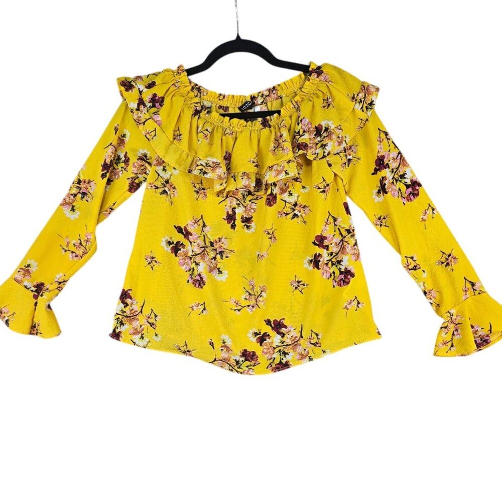 H&M Divided Yellow Floral Off-The-Shoulder Ruffle Blouse - Size Small / 6